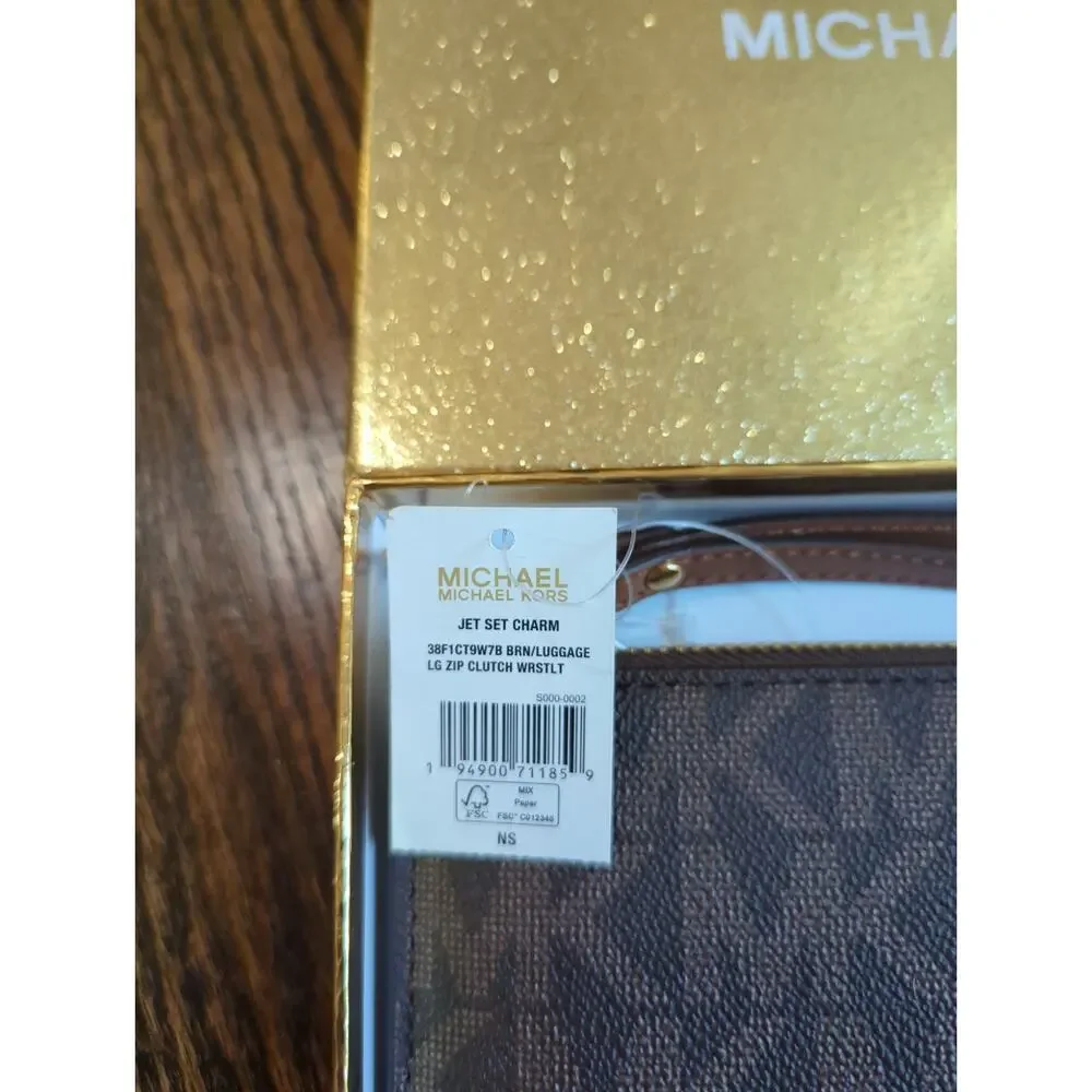 Michael Kors Brown Large Zip Clutch Wristlet NWT